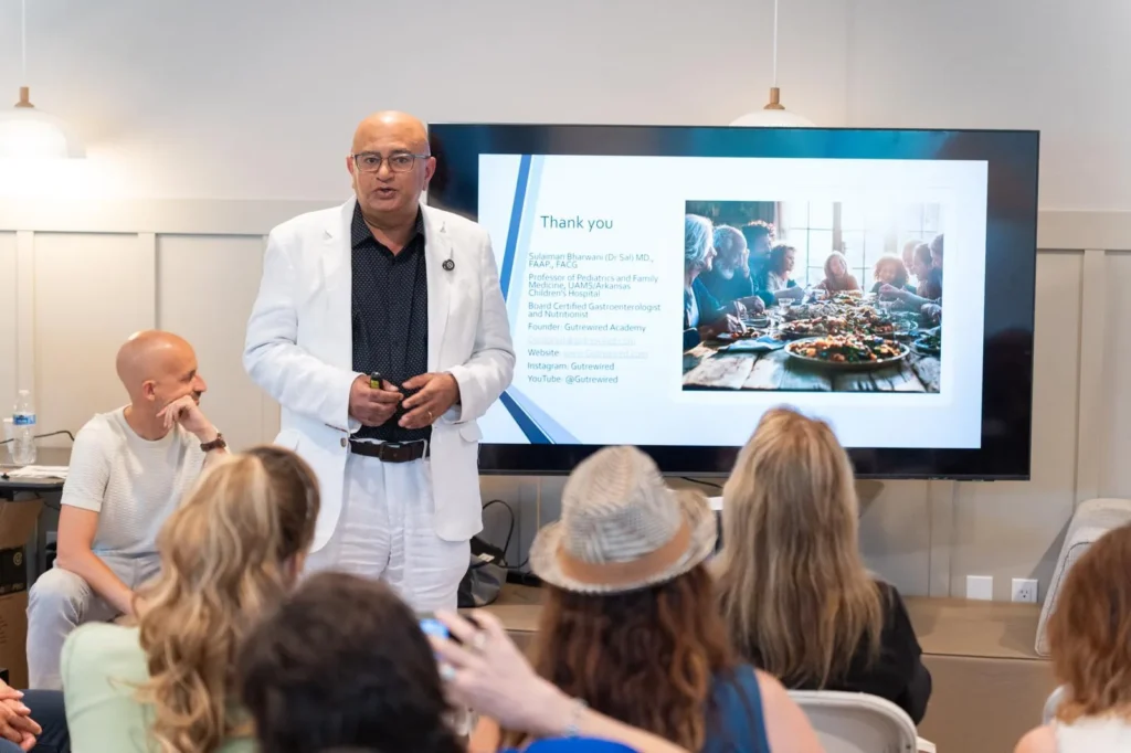 Dr. Sal answering questions with a guest during a GutRewired Academy session